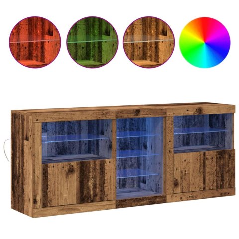 KOMODA LED STARE DREWNO 162 X 37 X 67 CM DREWNO INŻYNIERYJNE