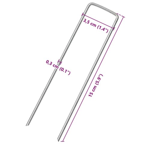 KOŁKI GRUNTOWE W KSZTAŁCIE LITERY U 50 SZT. 15X3,5 CM STAL