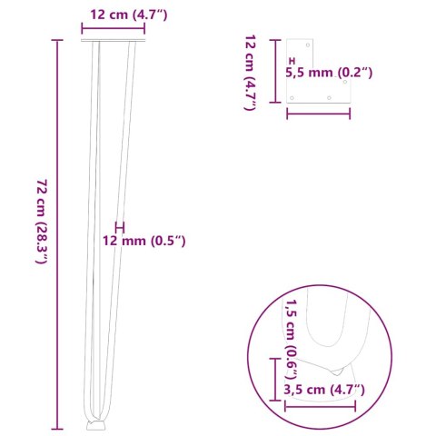 NOGI WSUWKOWE DO STOLIKA KONSOLOWEGO 4 SZT. BIAŁY 72 CM
