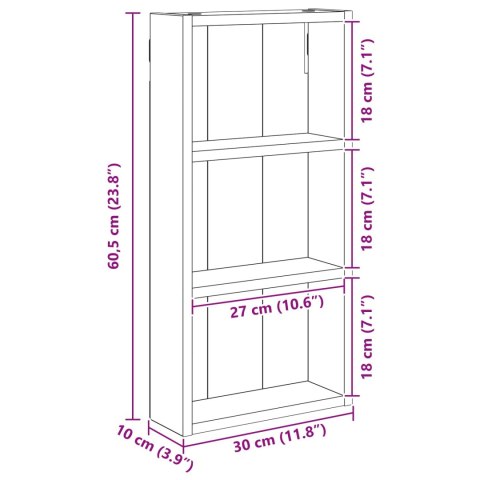 SZAFKA ŚCIENNA ŁAZIENKOWA STARE DREWNO 30 X 10 X 60,5 CM