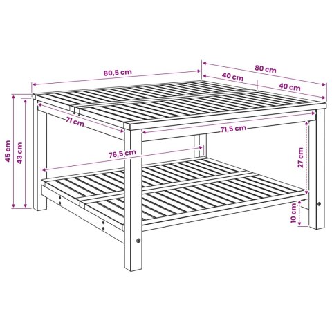 STOLIK KAWOWY NATURALNY 80,5 X 80 X 45 CM LITE DREWNO AKACJI
