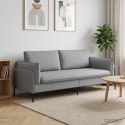 SOFA 3-OSOBOWA JASNOSZARY 222 X 81 X 89 CM TKANINA