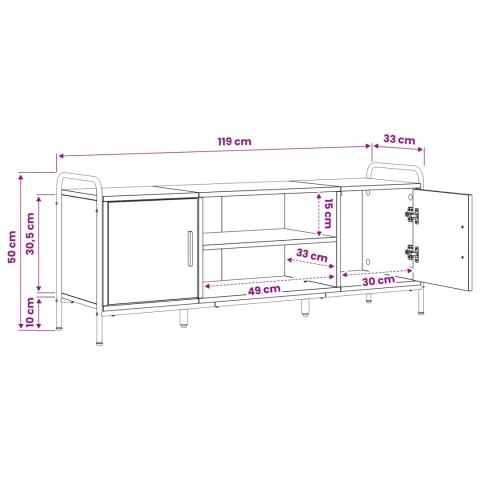 SZAFKA POD TELEWIZOR 119 X 33 X 50 CM DĄB SONOMA