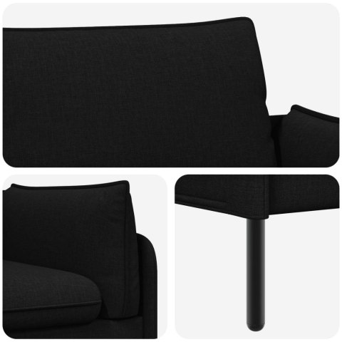 SOFA 3-OSOBOWA CZARNY 222 X 81 X 89 CM TKANINA