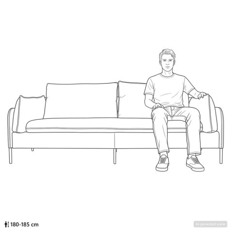SOFA 3-OSOBOWA CZARNY 222 X 81 X 89 CM TKANINA