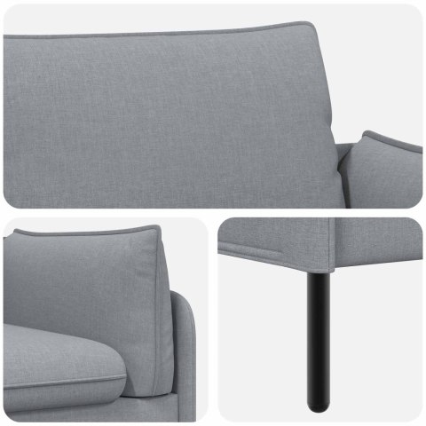 SOFA 3-OSOBOWA JASNOSZARY 222 X 81 X 89 CM TKANINA