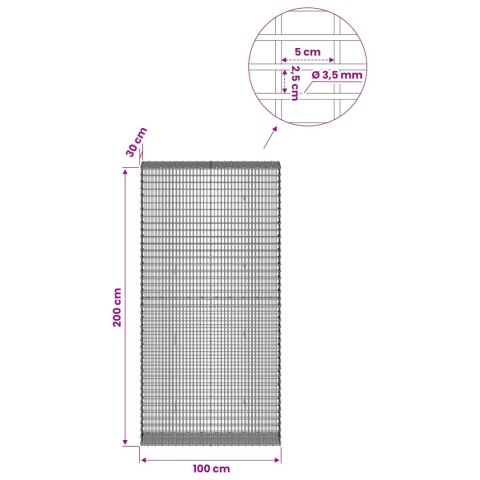 GABION Z DRUTU 3,5 MM I SIATKĄ 5X2,5 CM 100X30X200 CM