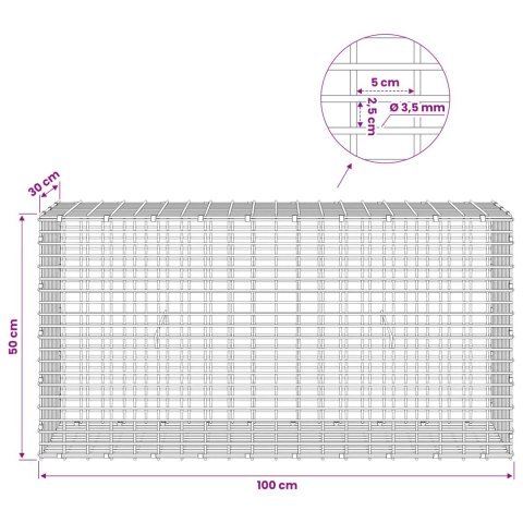 GABION Z DRUTU 3,5 MM I SIATKĄ 5X2,5 CM 100X30X50 CM