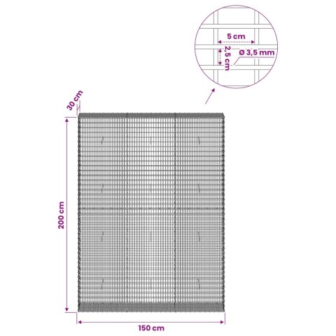 GABION Z DRUTU 3,5 MM I SIATKĄ 5X2,5 CM 150X30X200 CM