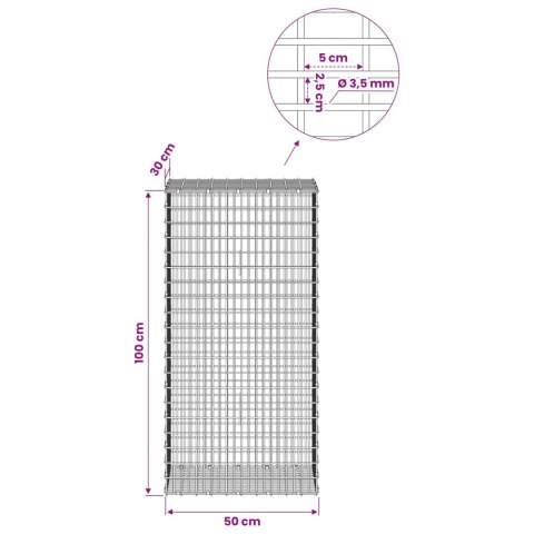 GABION Z DRUTU 3,5 MM I SIATKĄ 5X2,5 CM 50X30X100 CM