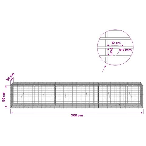 GABION Z DRUTU 5 MM I SIATKĄ 5X10 CM 300X50X50 CM