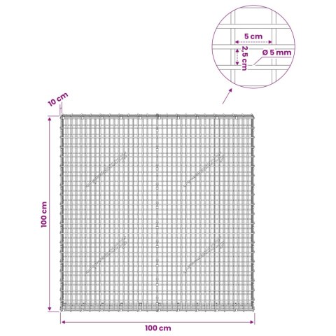 GABION Z DRUTU 5 MM I SIATKĄ 5X2,5 CM 100X10X100 CM