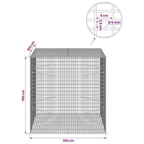 GABION Z DRUTU 5 MM I SIATKĄ 5X2,5 CM 100X100X100 CM