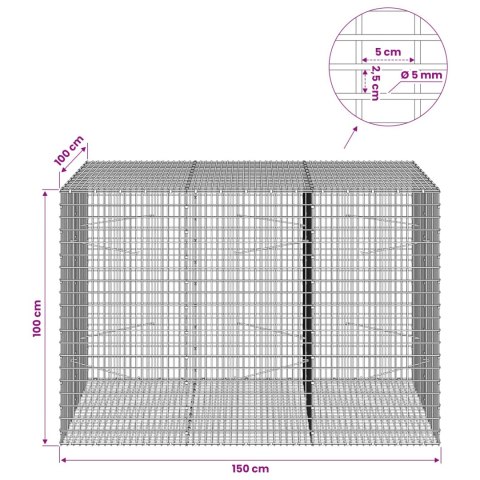 GABION Z DRUTU 5 MM I SIATKĄ 5X2,5 CM 150X100X100 CM