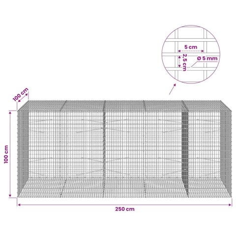 GABION Z DRUTU 5 MM I SIATKĄ 5X2,5 CM 250X100X100 CM