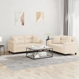 VidaXL 2-częściowy komplet wypoczynkowy, beżowy, mikrofibra
