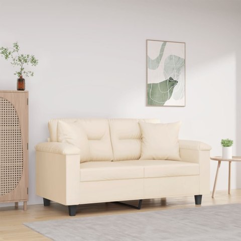 VidaXL 2-osobowa sofa z poduszkami, beżowa, 120 cm, mikrofibra