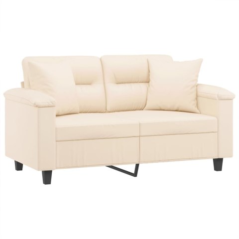 VidaXL 2-osobowa sofa z poduszkami, beżowa, 120 cm, mikrofibra