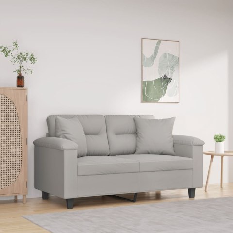 VidaXL 2-osobowa sofa z poduszkami, jasnoszara, 120 cm, mikrofibra