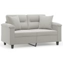 VidaXL 2-osobowa sofa z poduszkami, jasnoszara, 120 cm, mikrofibra