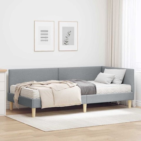 VidaXL Rama Łóżka Narożnego z Materacem 2 szt. Jasnoszary 90 x 190 cm