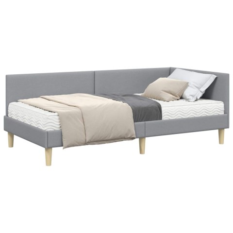 VidaXL Rama Łóżka Narożnego z Materacem 2 szt. Jasnoszary 90 x 190 cm