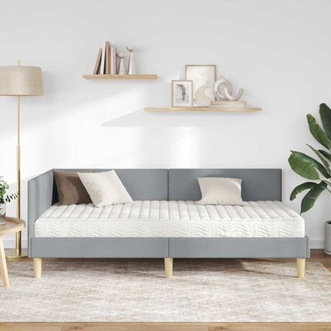 VidaXL Rama Łóżka Narożnego z Materacem 2 szt. Jasnoszary 90 x 190 cm