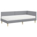 VidaXL Rama Łóżka Narożnego z Materacem 2 szt. Jasnoszary 90 x 190 cm