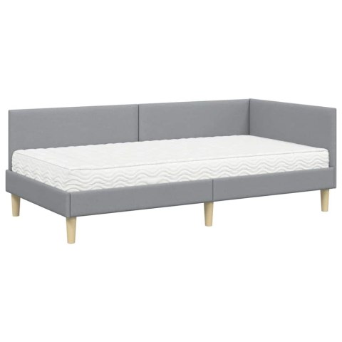 VidaXL Rama Łóżka Narożnego z Materacem 2 szt. Jasnoszary 90 x 190 cm