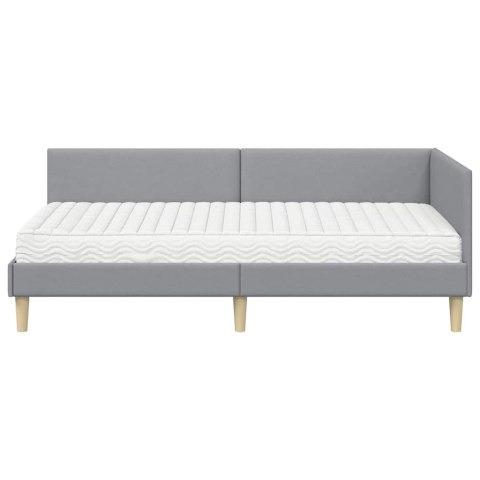 VidaXL Rama Łóżka Narożnego z Materacem 2 szt. Jasnoszary 90 x 190 cm