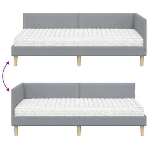 VidaXL Rama Łóżka Narożnego z Materacem 2 szt. Jasnoszary 90 x 190 cm