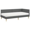 VidaXL Rama Łóżka Narożnego z Materacem 2 szt. ciemnoszary 90 x 200 cm
