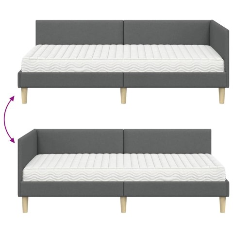 VidaXL Rama Łóżka Narożnego z Materacem 2 szt. ciemnoszary 90 x 200 cm