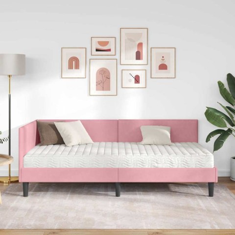VidaXL Rama Łóżka Narożnego z Materacem 2 szt. różowy 90 x 200 cm