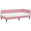 VidaXL Rama Łóżka Narożnego z Materacem 2 szt. różowy 90 x 200 cm