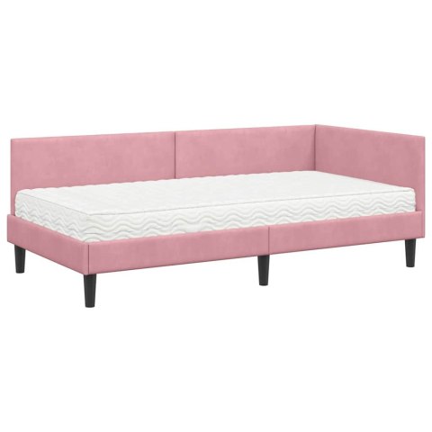 VidaXL Rama Łóżka Narożnego z Materacem 2 szt. różowy 90 x 200 cm