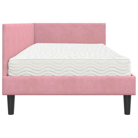 VidaXL Rama Łóżka Narożnego z Materacem 2 szt. różowy 90 x 200 cm