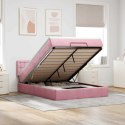 VidaXL Rama łóżka otomana z materacem, różowa, 140x200cm, aksamit