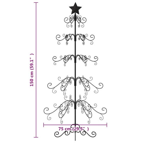 METALOWA CHOINKA ŚWIĄTECZNA DO DEKORACJI CZARNA 150 CM