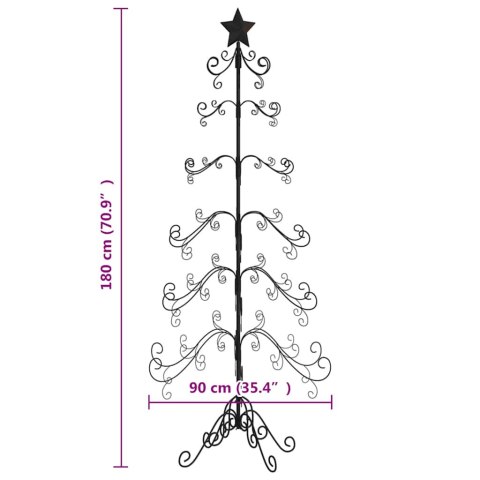 METALOWA CHOINKA ŚWIĄTECZNA, DO DEKORACJI, CZARNA, 180 CM