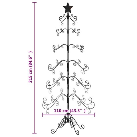 METALOWA CHOINKA ŚWIĄTECZNA DO DEKORACJI CZARNA 215 CM