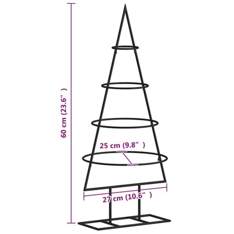 METALOWA CHOINKA ŚWIĄTECZNA DO DEKORACJI CZARNA 60 CM