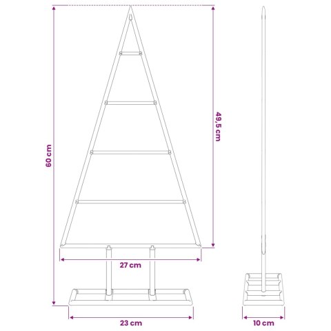 METALOWA CHOINKA ŚWIĄTECZNA DO DEKORACJI CZARNA 60 CM