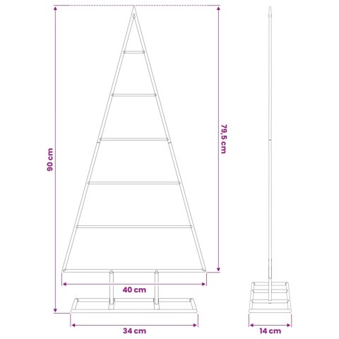 METALOWA CHOINKA ŚWIĄTECZNA, DO DEKORACJI, CZARNA, 90 CM