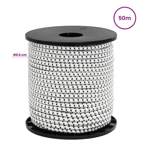 VidaXL Liny bungee 6 mm Czarny i Biały PP i guma