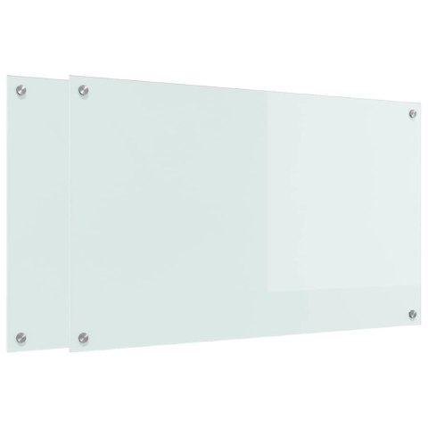 VidaXL Panel kuchenny 2 szt. Biały 100 x 60 cm szkło hartowane