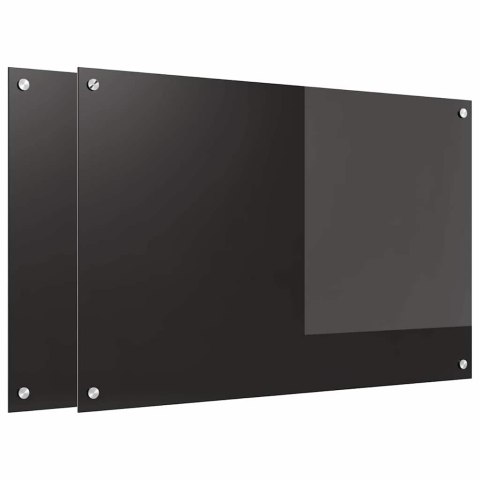 VidaXL Panel kuchenny 2 szt. Czarny 90 x 60 cm szkło hartowane