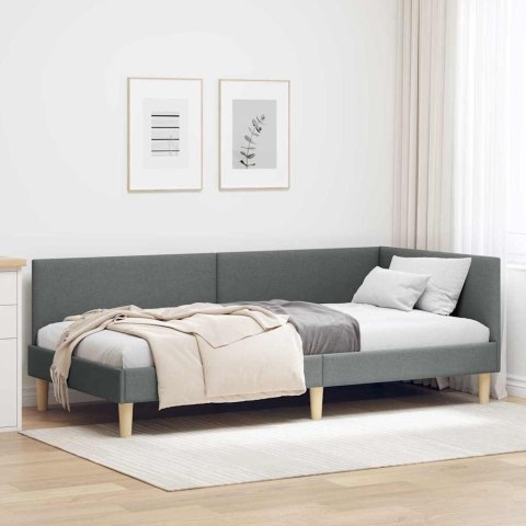 VidaXL Rama łóżka narożnego Ciemnoszary 90 x 190 cm tkanina