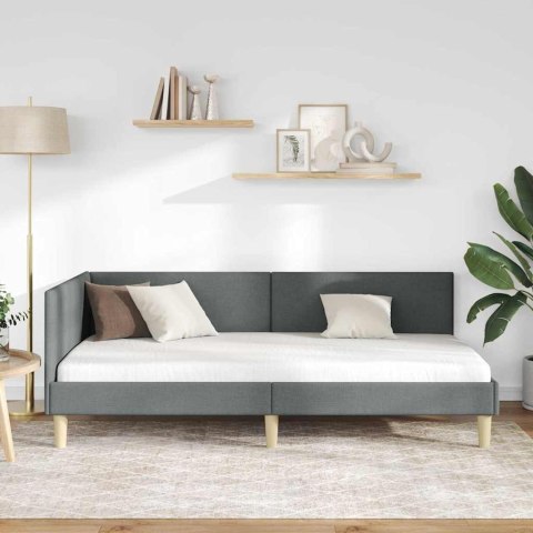 VidaXL Rama łóżka narożnego Ciemnoszary 90 x 190 cm tkanina