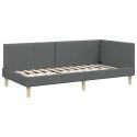 VidaXL Rama łóżka narożnego Ciemnoszary 90 x 190 cm tkanina